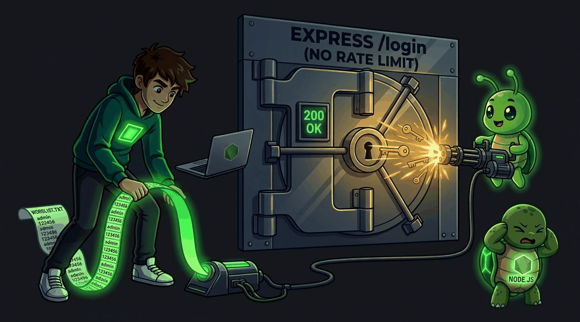 Обложка лабы: Брутфорс Формы Входа (Нет Rate Limiting) — Node.js