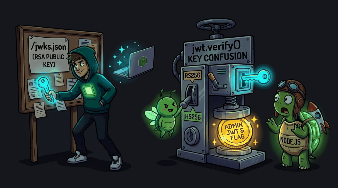 Обложка лабы: JWT: Key Confusion (RS256 to HS256) на jsonwebtoken