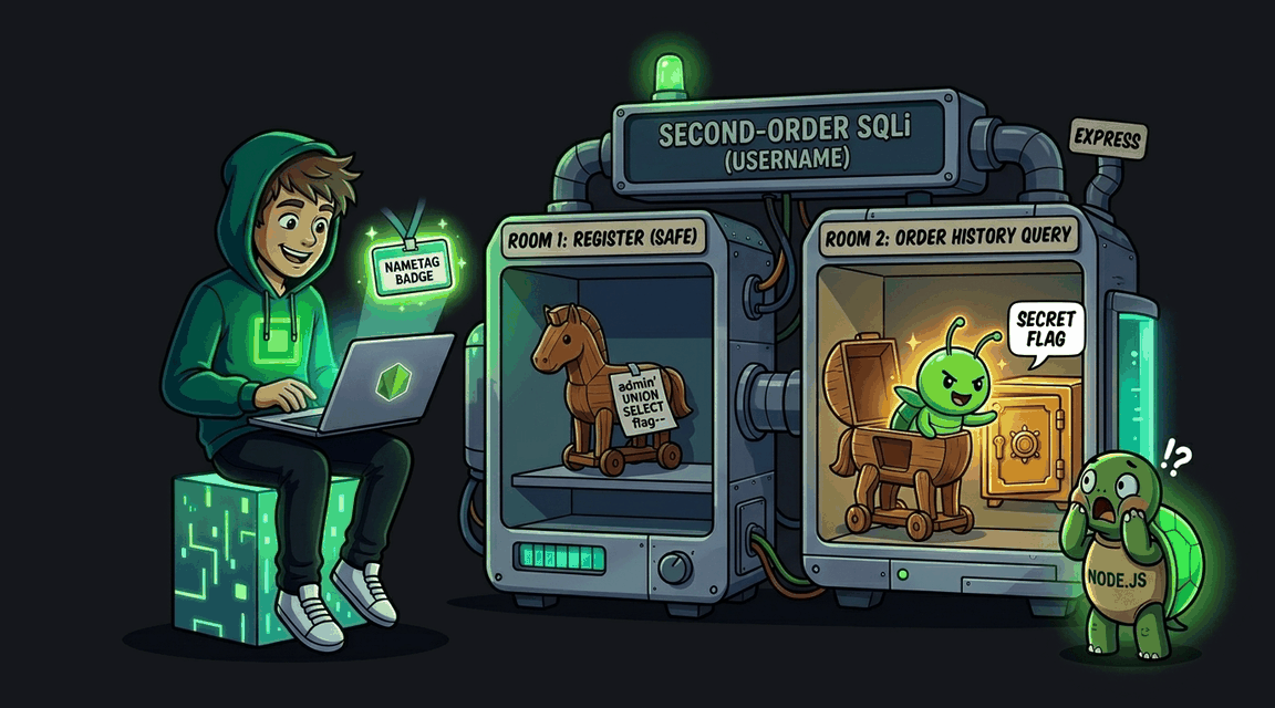 Обложка лабы: SQL Injection: Second-Order через сохранённый username профиля