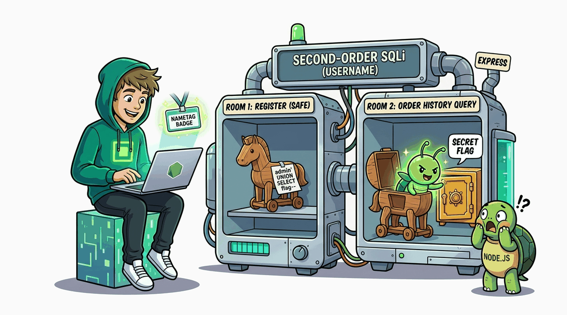 Обложка лабы: SQL Injection: Second-Order через сохранённый username профиля