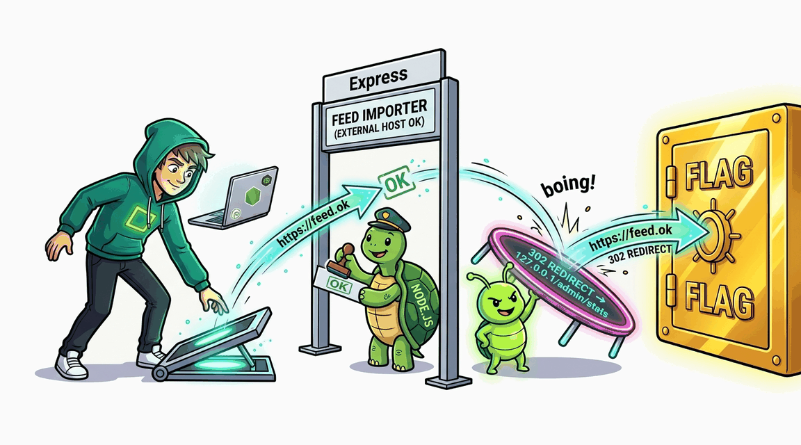 Обложка лабы: SSRF: Обход проверки URL через HTTP-редирект в Node.js