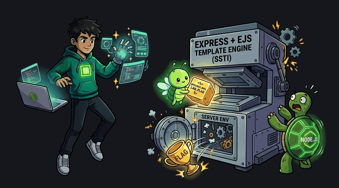 Обложка лабы: SSTI: внедрение JavaScript-кода в EJS-шаблон