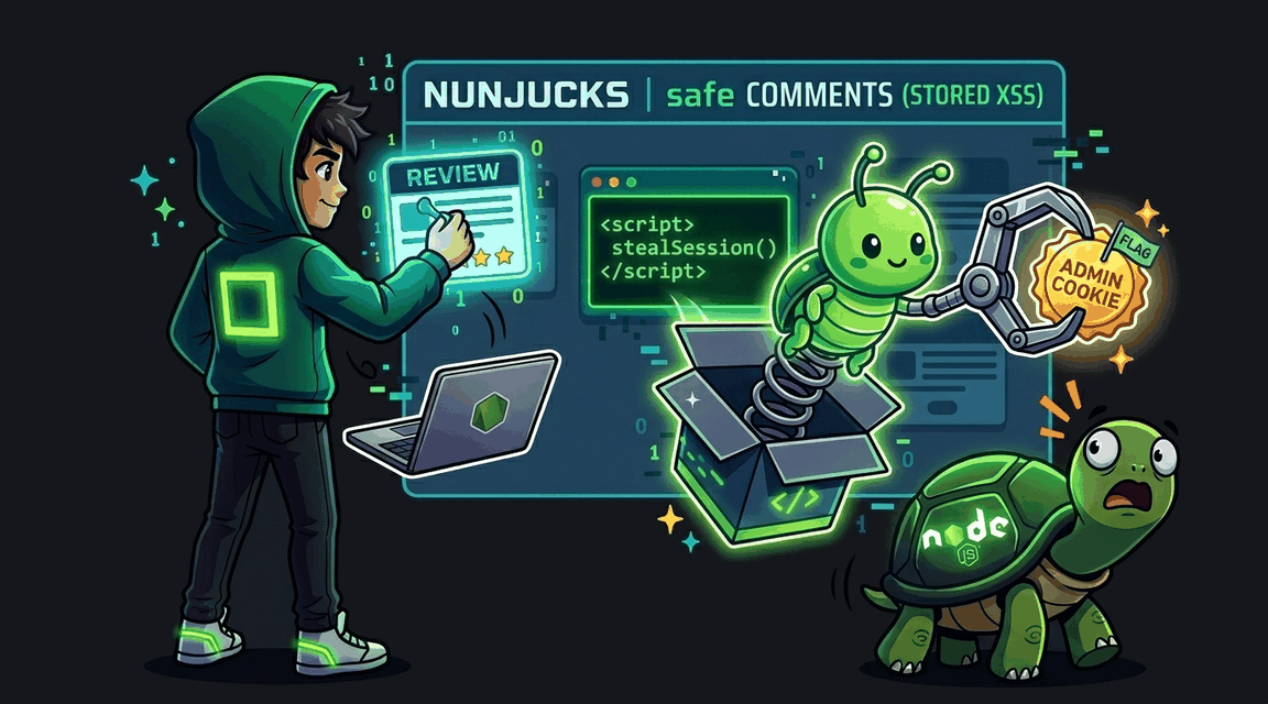 Обложка лабы: Stored XSS в комментариях к товарам (Node.js)
