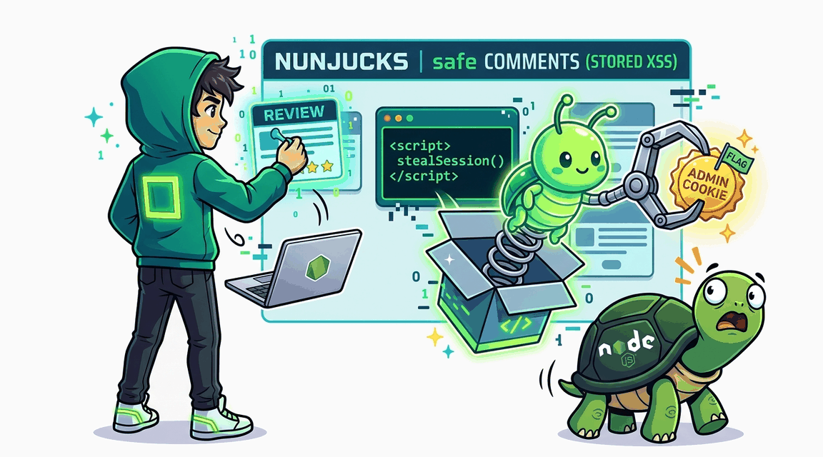 Обложка лабы: Stored XSS в комментариях к товарам (Node.js)