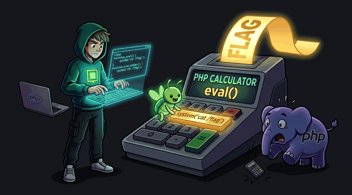 Обложка лабы: Code Injection через eval() в PHP-калькуляторе