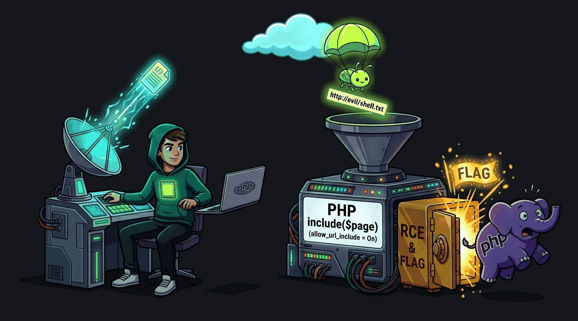 Обложка лабы: Remote File Inclusion через include() с allow_url_include