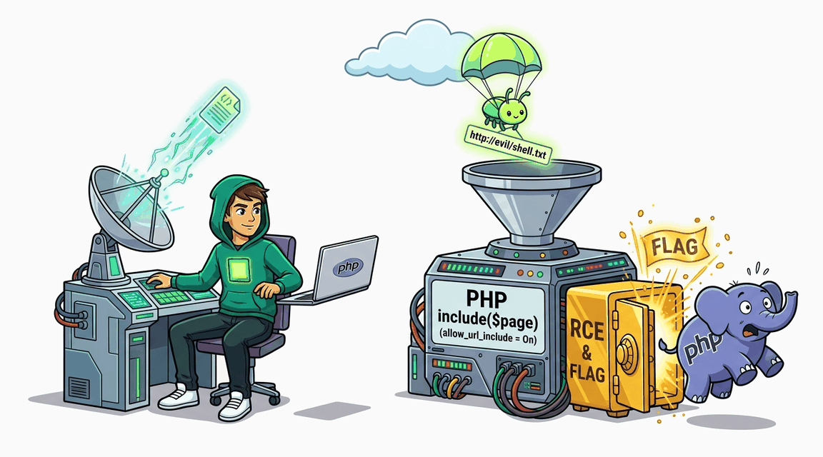 Обложка лабы: Remote File Inclusion через include() с allow_url_include